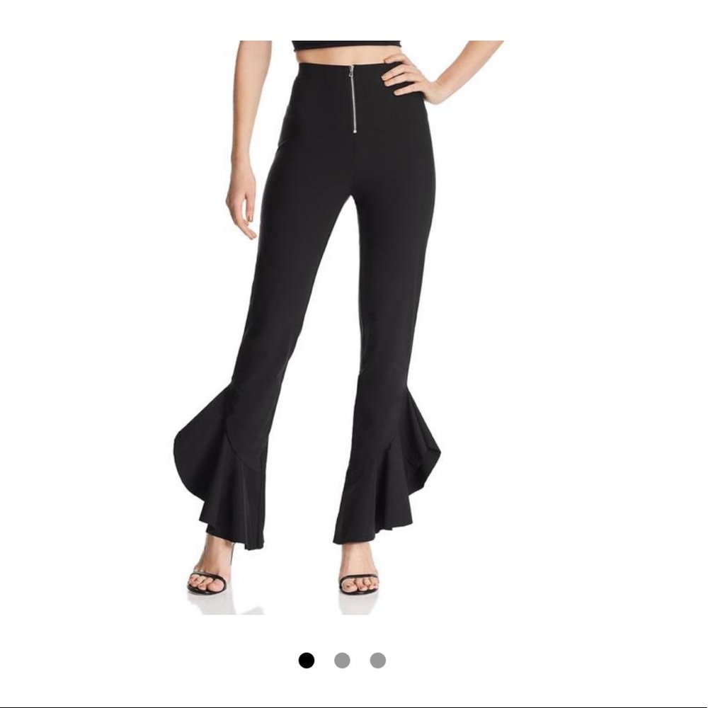 Tiger Mist ruffled hem front zipper pants